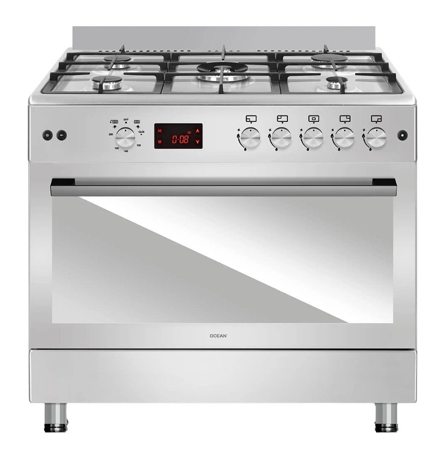 بوتاجاز أوشن، 5 شعلة غاز، ديجيتال، 90 سم، استانلس - OCGR 9650-17IP