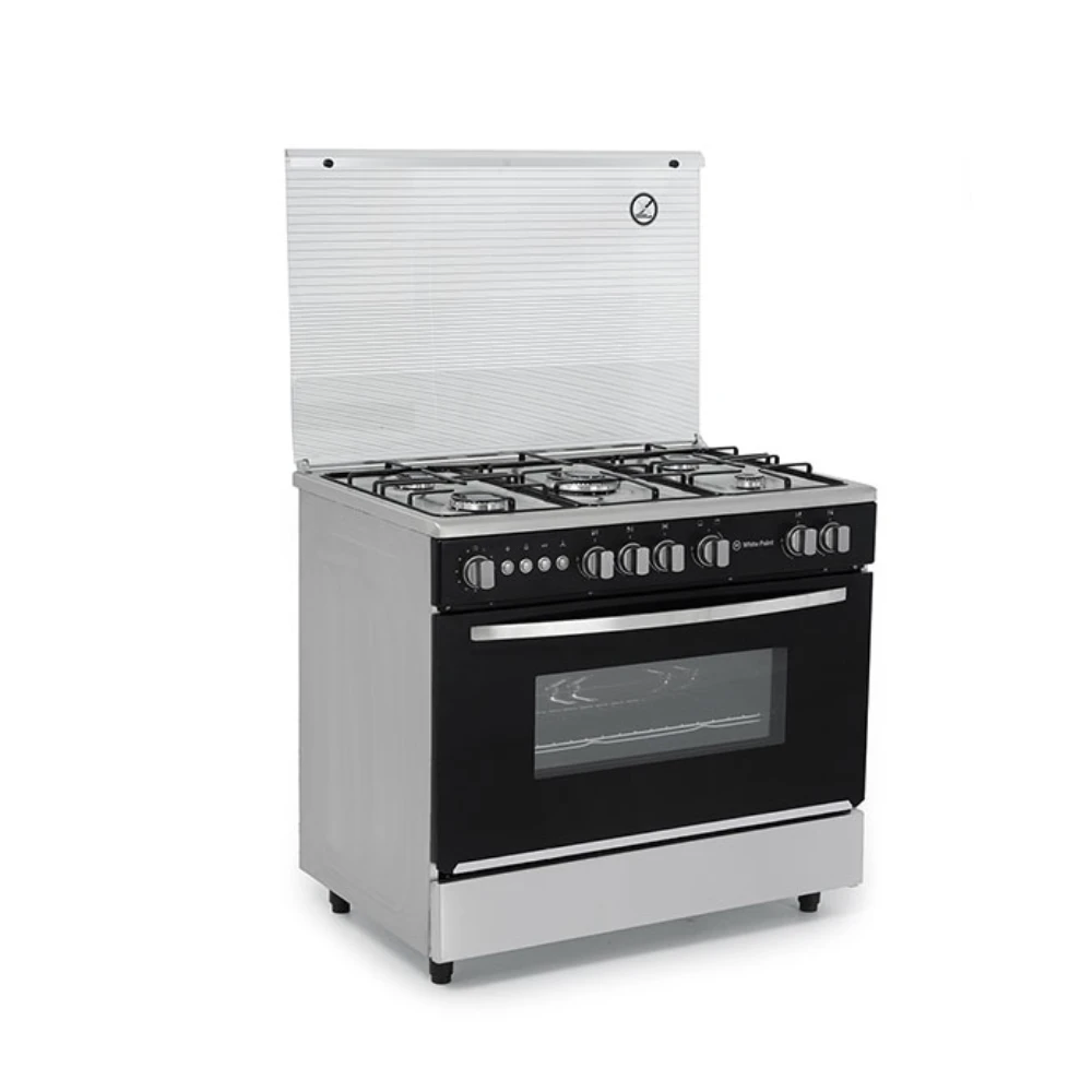 بوتاجاز وايت بوينت 90*60 5 شعلة غاز امان كامل – لون اسود وسطح استانلس WPGC9060BPXFSA – وايت بوينت العبد